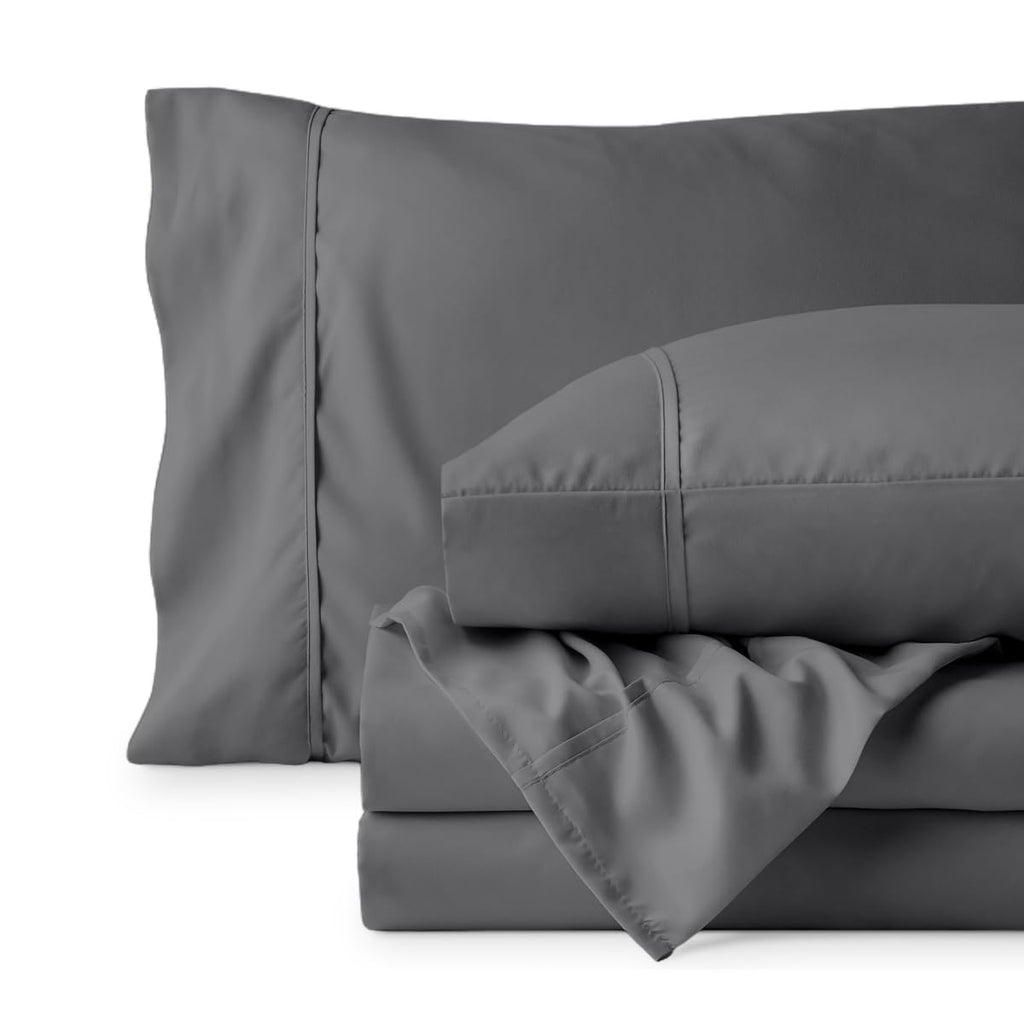 Bare Home Queen Sheet Set - 1800 Ultra-Soft (Queen, Grey) | Deep Pockets 6 to 15 Inches, Breathable, Hypoallergenic, Hotel Luxury, Easy Fit, Soft, All-Season