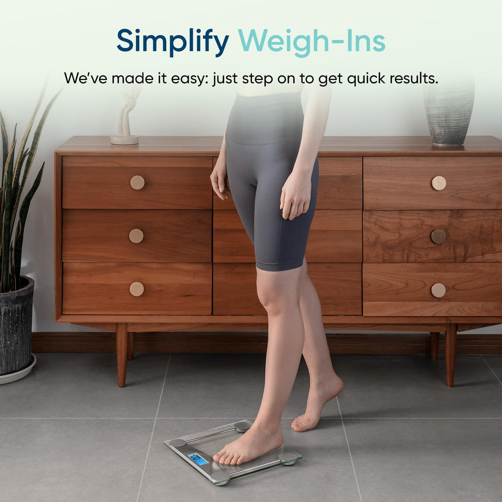 Etekcity Digital Body Weight Bathroom Scale, 6mm Tempered Glass, 400 lbs | Large Blue LCD Backlight Display, High Precision Measurements for Home Bathroom Use