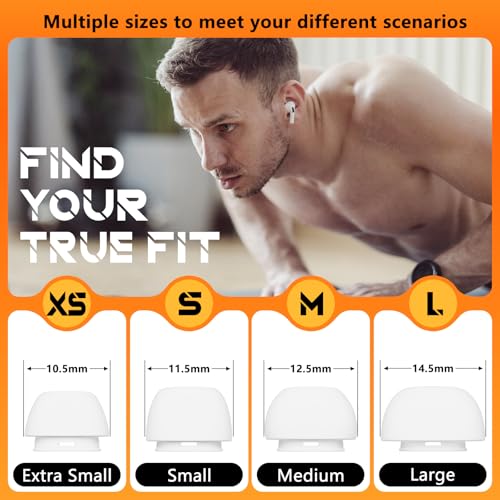 Inesore 4 Pairs Replacement Ear Tips for AirPods Pro 2nd/1st (White) | (2019/2022/2023) with Noise Reduction Hole & Built-in dust Guard Screen,Silicone, with Cleaner Pen,4 Size (XS/S/M/L)