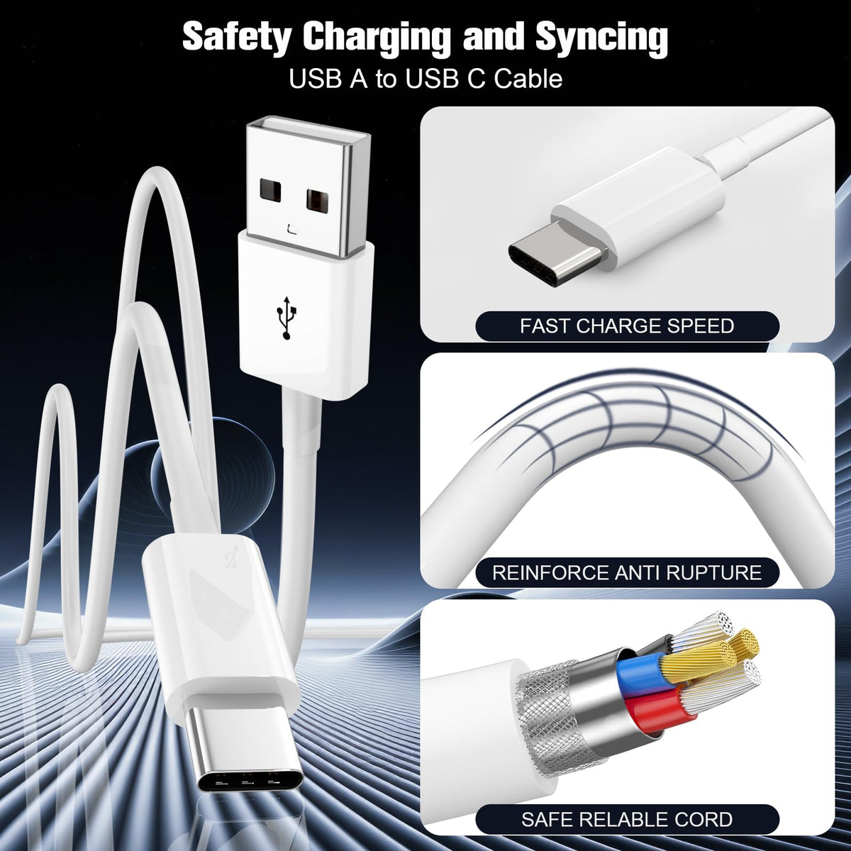 Car CarPlay Cable for iPhone18 Pro Max 17/16/15, USB A to USB C for Carplay | Compatible with iPhone 18/17/16/15 Plus,Pro,Pro Max, iPad USB C Cable 10th, iPad Air Car Charger Cable Cord 3FT (White)