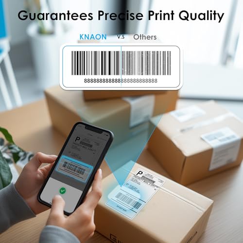 KNAON Bluetooth Thermal Shipping Label Printer, 4x6 Portable Thermal Address Label Printer for Small Business, Compatible with iPhone,Android,Windows,Mac–Works with Etsy Shopify USPS&More, White