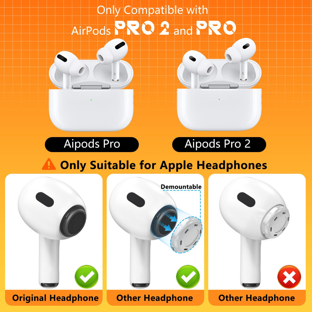 Inesore 4 Pairs Replacement Ear Tips for AirPods Pro 2nd/1st (White) | (2019/2022/2023) with Noise Reduction Hole & Built-in dust Guard Screen,Silicone, with Cleaner Pen,4 Size (XS/S/M/L)