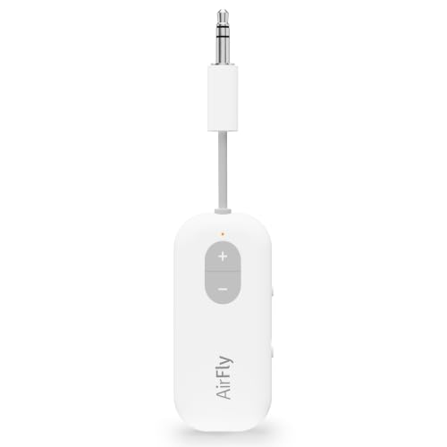 Twelve South AirFly SE, Bluetooth Wireless Audio Transmitter Adapter, White | Bluetooth Adapter for AirPods/Headphones, 20+ Hr Battery, Works with 3.5mm aux Jacks on Airplanes, TVs, Gym Equipment, Travel