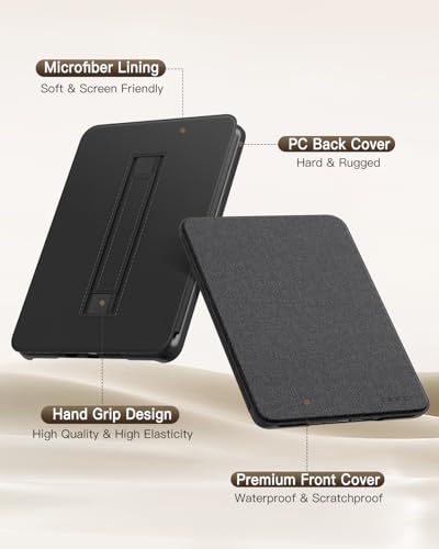 MoKo Case for 7" Kindle Paperwhite 12th Gen 2024 & Kindle Colorsoft, Black | for Signature Edition 2024, Lightweight Cover with Hand Strap, Auto Wake/Sleep