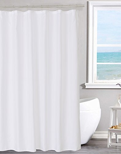 N&Y HOME Fabric Shower Curtain Liner with Magnets Standard Size, White | Hotel Quality, 12 Button Holes, Machine Washable, Water Repellent Cloth Shower Curtain with Magnets for Bathroom