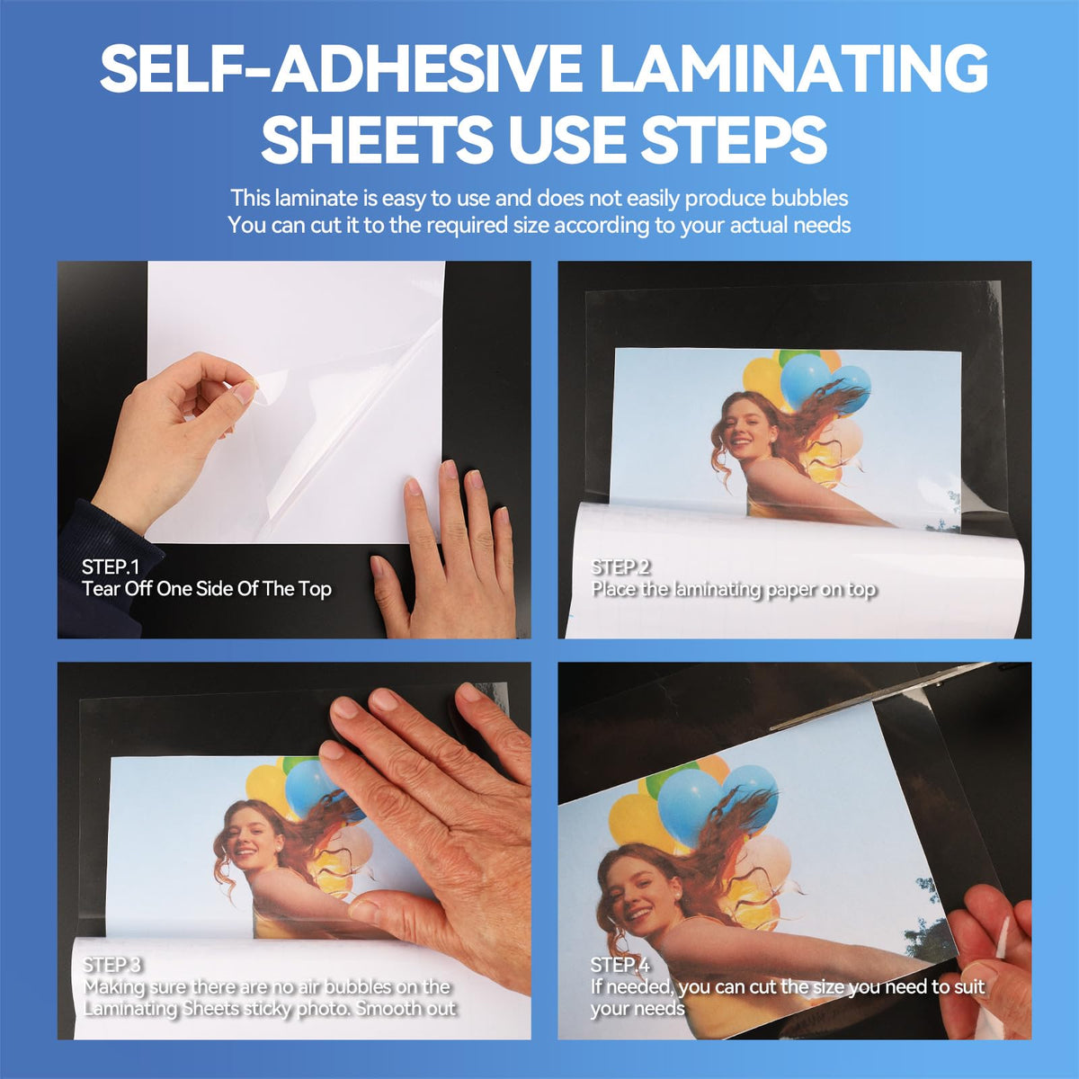 36 Sheets Transparent Laminate Sheets Self Adhesive Laminating Sheets | 8.5x11 inch Waterproof Cold Lamination Sheets Vinyl Overlay Film for Sticker Paper, Cricut Crafts, Photo -100% Clear