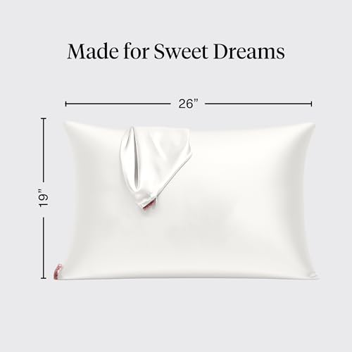 Kitsch Satin Pillowcase with Zipper - Standard Size, Ivory | Softer Than Silk Pillow Cases, Smooth Cooling Satin Pillow Case for Hair and Skin, Wrinkle-Free, Machine Washable