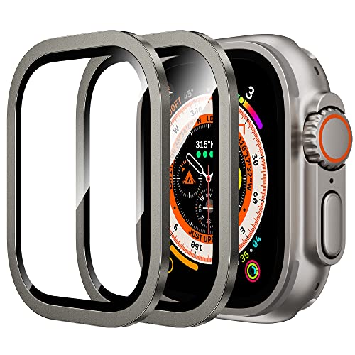 WSKEN for Apple Watch Ultra 4/3/2/1 Screen Protector - Touch Sensitive | Keep Original, Titanium Alloy Frame + 9H Tempered Glass, Lightweight Protective Glass Film for iwatch Ultra 4/3/2/1 49mm