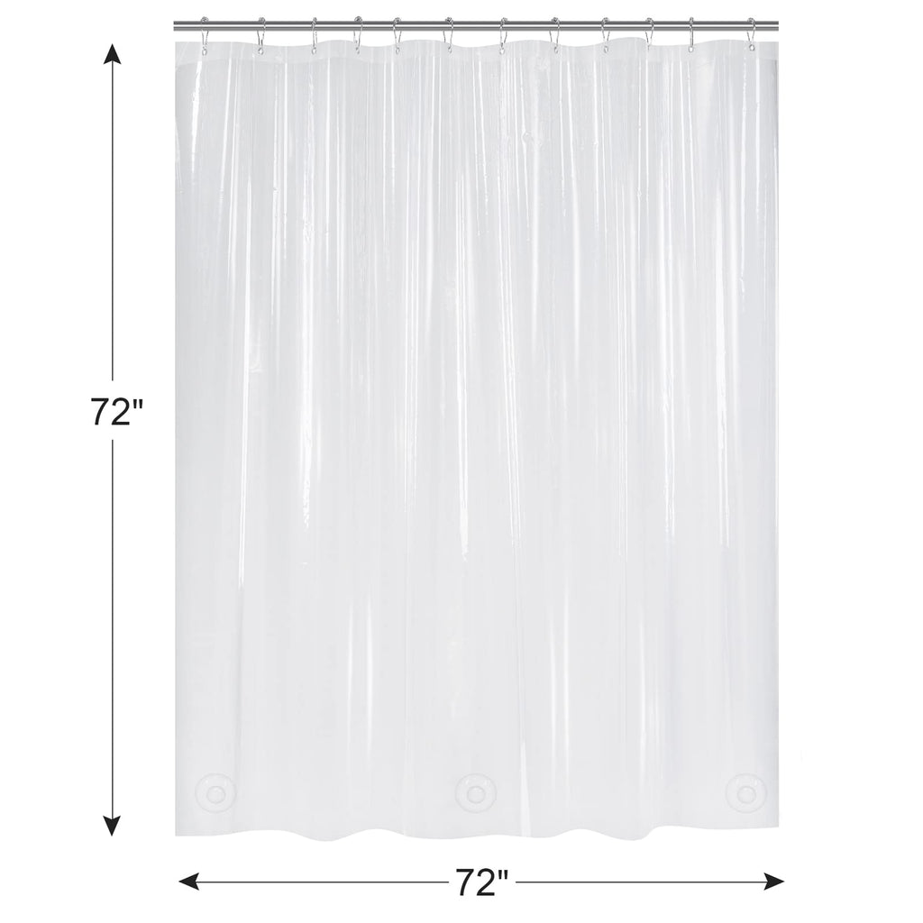 AmazerBath Plastic Shower Curtain Clear Premium PEVA, Clear Shower Curtain Heavy Duty 8G, Weighted Shower Curtains for Bathroom Accessories with 3 Big Stones and 12 Rustproof Grommets, 72x72 Inches