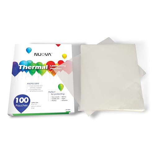 Nuova Premium Thermal Laminating Pouches 9" x 11.5", Letter Size, 3 mil, 100 Pack (LP100H)