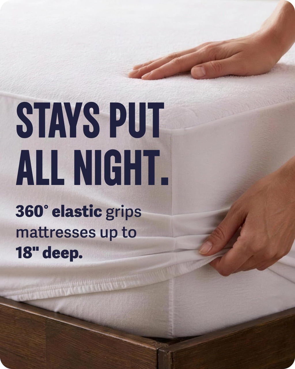 SafeRest Waterproof Queen Size Mattress Protector | Fitted with Stretchable Pockets, Machine Washable, Cotton Blend Mattress Cover for Bed