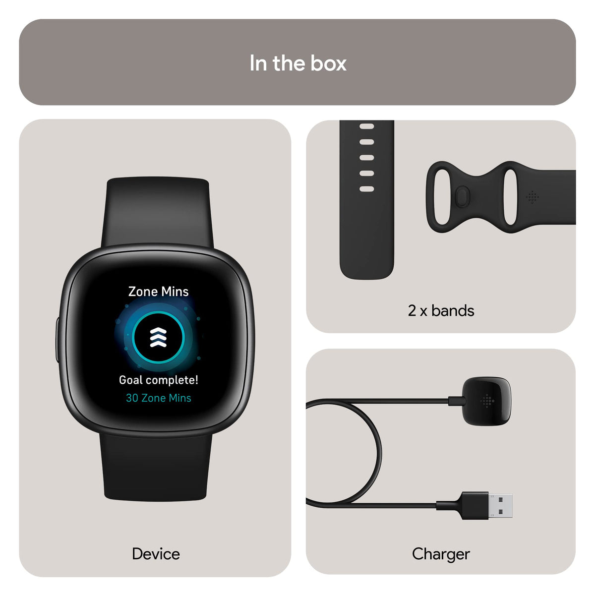 Google Fitbit Versa 4 Fitness Smartwatch, 24/7 Heart Rate - Black/Graphite | Daily Readiness, 3-month Google Health Premium Membership included, GPS, 40+ exercise modes, sleep tracking