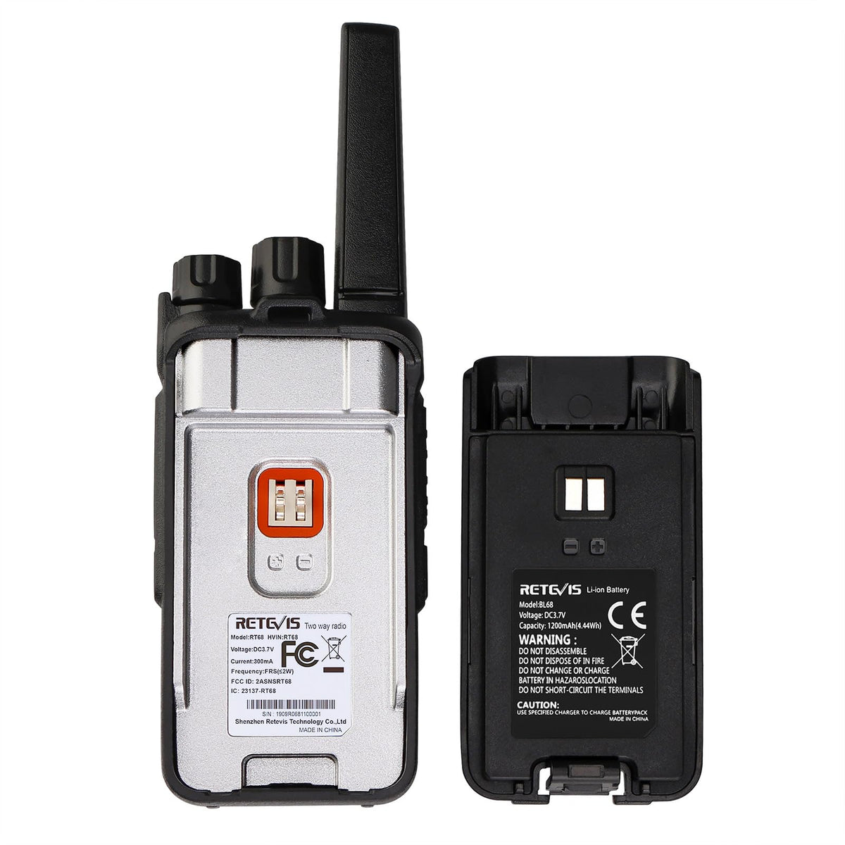 Retevis RT68 Business FRS Walkie Talkies Long Range with Earpieces 6 Pack | Rugged & Compact, License-Free, Powerful 500mW Speaker, 12-Hour Battery, Long-Term Supply, for Schools, Retail & Hospitality