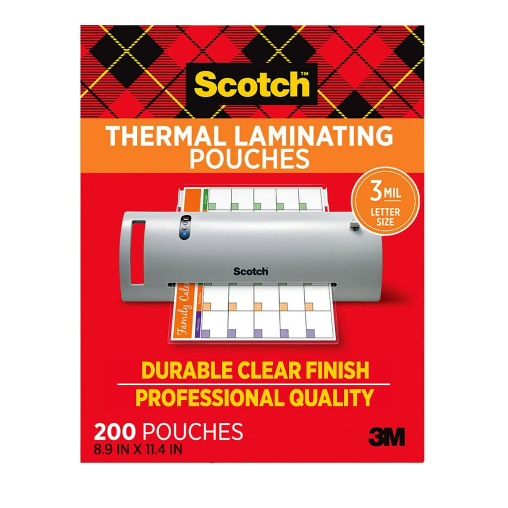 Scotch Thermal Laminating Pouches, 200 Count, Clear, 3 mil. | Ideal Office or School Supplies, Fits Letter Sized Paper (8.9 in. × 11.4 in.)