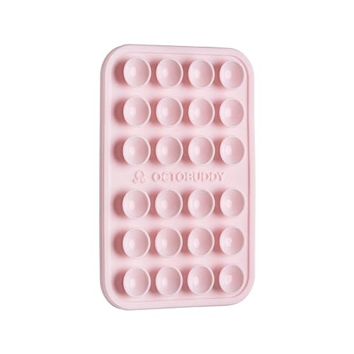 OCTOBUDDY Classic - Silicone Suction Phone Case Adhesive Mount, Chalk Pink | Hands-Free, Strong Grip Holder for Selfies and Videos - iPhone and Android Compatible - 2.25″ x 3.25″