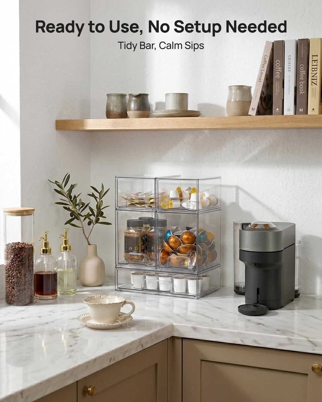 Vtopmart Clear Stackable Storage Drawers Set of 5, Plastic Organizer Bins | Multi-purpose Boxes for Baby Bottle Storage, Ideal for Kichen, Vanity, Bathroom, Undersink, Cabinet, Pantry Organization