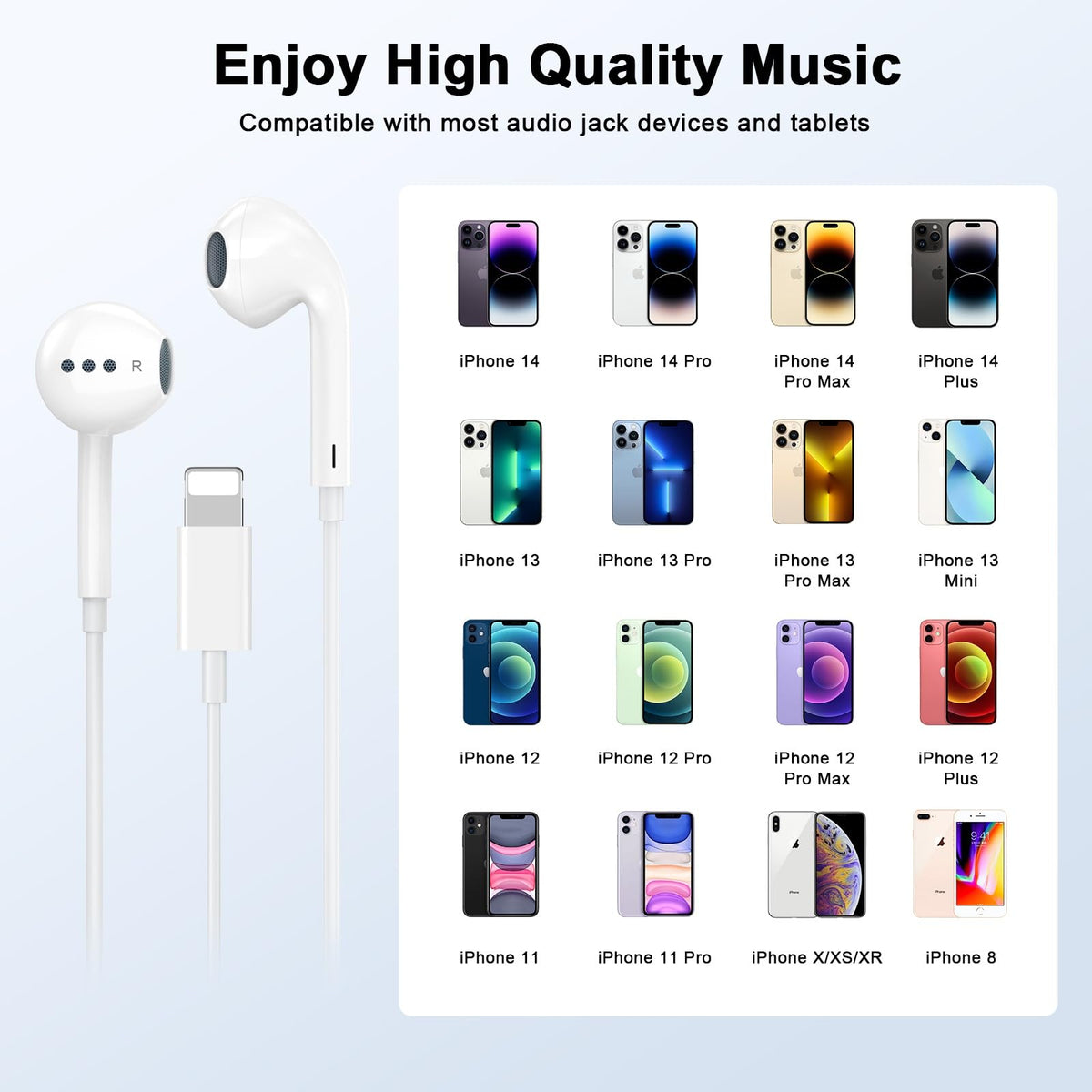 2 Pack [Apple MFi Certified] Wired Headphones for iPhone 14 13 12 Pro Max | Wired iPhone Earphones Built-in Mic & Volume Control Nosie Reduction Headsets,Lightning Ear Buds for iPhone 14 13 12 11 XS XR