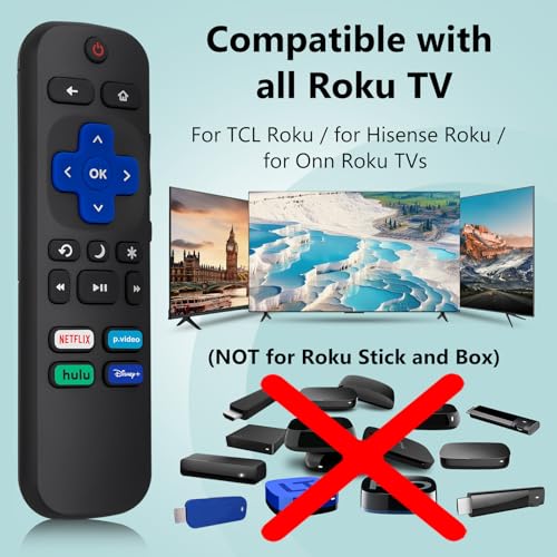 (Pack of 2) Replacement Remote Control Compatible for Roku TV,for TCL Roku/for Hisense Roku/for Onn Roku(Not for Roku Stick,Box and Players)