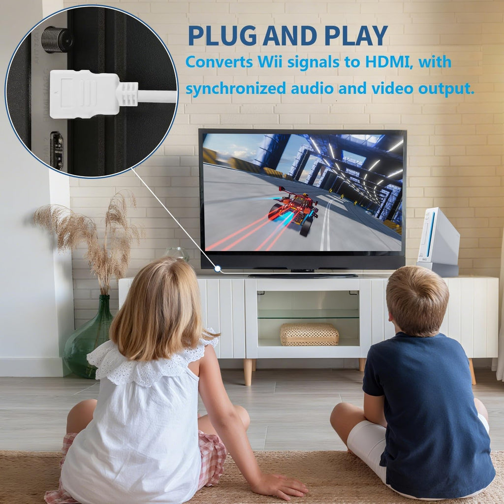 HOXIBSL 5ft WII to HDMI Converter Cable Adapter,for use with Full HD 1080P Devices with an HDMI Port,Compatible with WII,U,HDTV, Monitor (White)