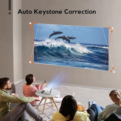 Mini Projector with WiFi and Bluetooth, AKIYO 2026 Upgraded Projector 1080P | Support Auto Keystone, 360° Rotating, Portable Projector for Home Theater/Outdoor, Compatible with iOS/Android/Laptop/PS5
