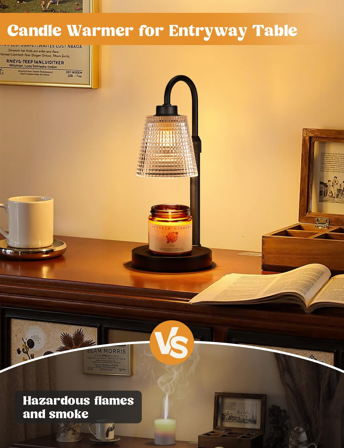 Innqoo Candle Warmer Lamp with Timer Home Decor Birthday Gifts for Women | Dimmable Candle Warmer for Jar Candles, Height Adjustable Wax Warmer,Halloween Decorations House Warming Gifts New Home