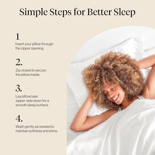 Kitsch Satin Pillowcase with Zipper - Standard Size, Ivory | Softer Than Silk Pillow Cases, Smooth Cooling Satin Pillow Case for Hair and Skin, Wrinkle-Free, Machine Washable