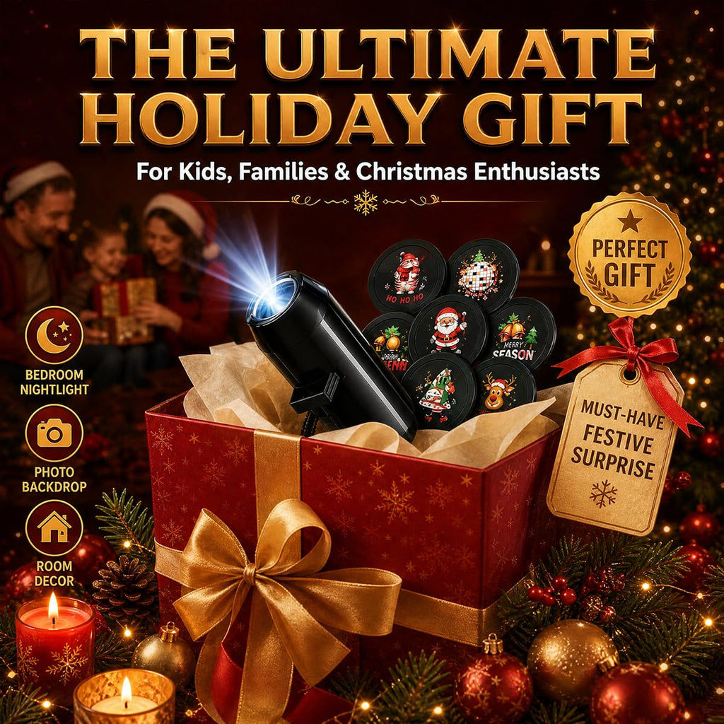 10 Pack Plug and Play HD Christmas Projector, 10 Festive Scenes, 360° Flexible Neck for Bedroom,Home Theater,Car