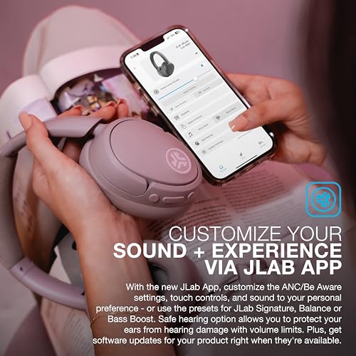 JLab JBuds Lux ANC Wireless Over-Ear Headphones, Mauve
