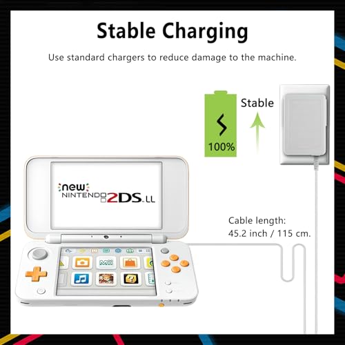 3DS Charger, DTOL 3DS Charger Compatible with Nintendo 3DS/ DSi/DSi XL/ 2DS/ 2DS XL/New 3DS 100-240V Wall Plug Adapter 2 Pack