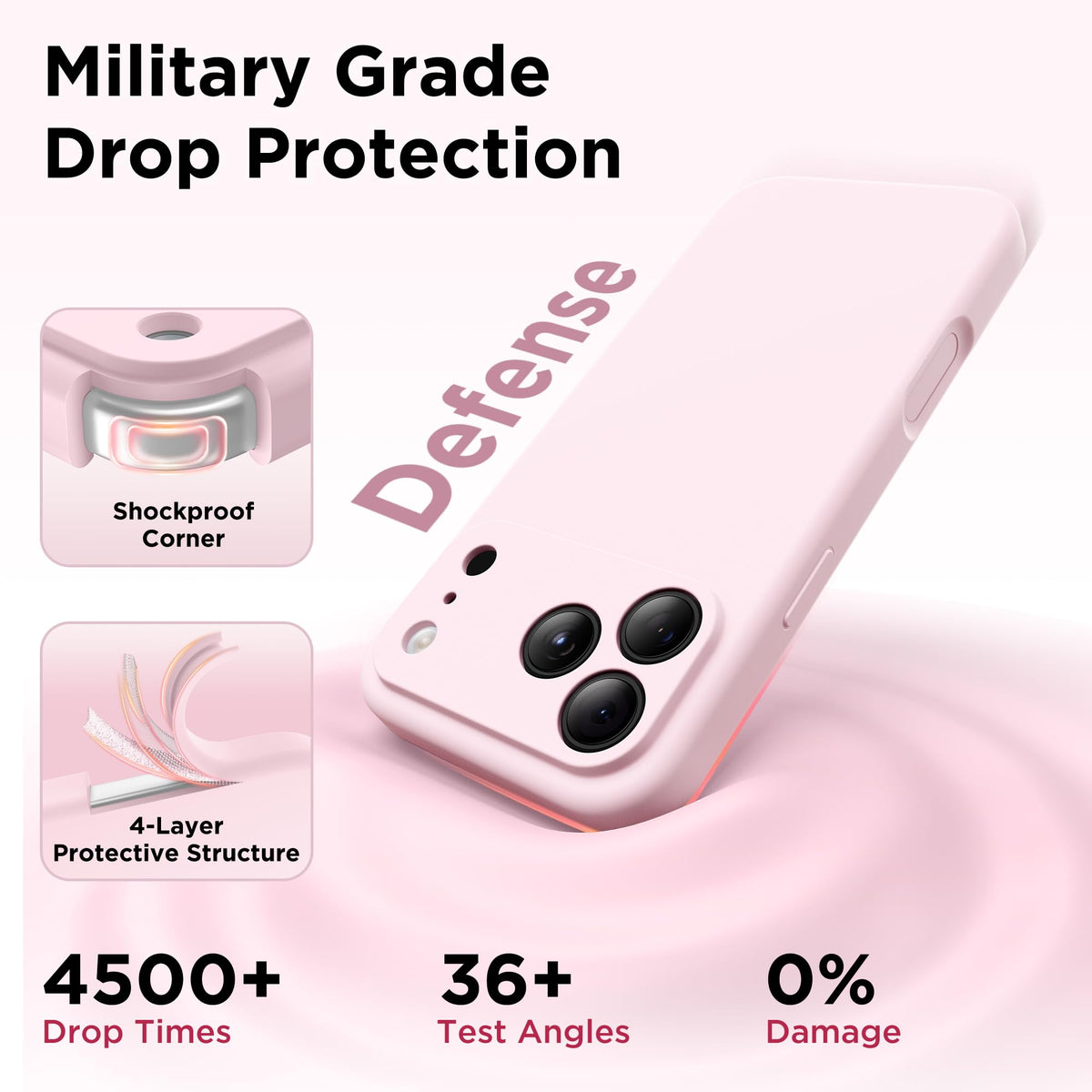 GolbinBox Magnetic for iPhone 18 Pro Case/17 Pro Case, Chalk Pink | Compatible with MagSafe, Camera Protection, Screen Protector, Silicone Shockproof Phone Case, Anti-Scratch Microfiber Lining