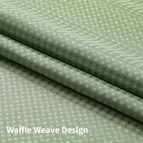 Colorful Star Sage Green No Hook Waffle Shower Curtain Set, 72 x 75 Inch | Waterproof Shower Curtain with Snap in Fabric Liner and Mesh Top Window, Hotel Style Heavy Duty Thick Bathroom Curtain