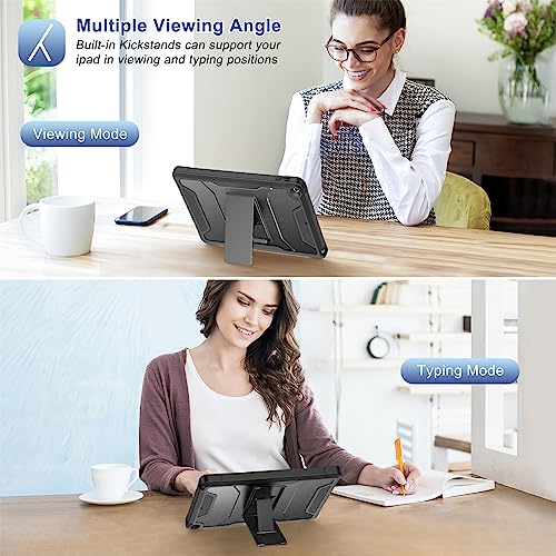 Soke Case for iPad 9th/8th/7th Generation 10.2-Inch - Black | Built-in Screen Protector and Kickstand, Rugged Full Body Protective Cover for Apple iPad Gen 9/8/7 2021/2020/2019