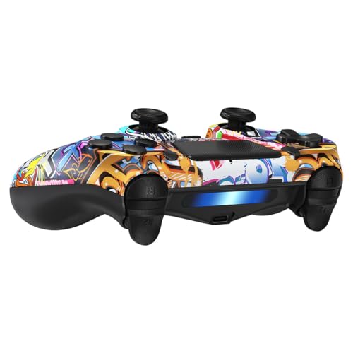 TIANHOO Wireless Controller Compatible with PS4/Pro/Slim | with Vibration Feedback, Motion Sensing, Touchpad, Light Bar, Share, 3.5mm Headphone Jack(Graffiti)