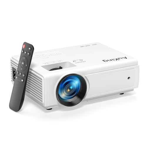 AuKing Projector, 2024 Upgraded Mini Projector, Full HD 1080P Home Theater Video Projector, Compatible with HDMI/USB/AV/Smartphone/TV Box/Laptop