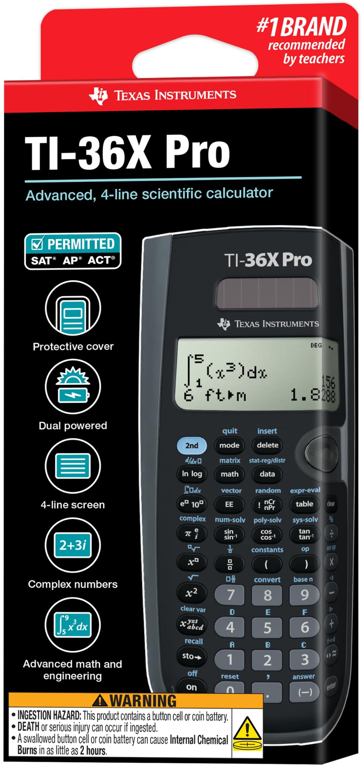 Texas Instruments TI-36X Pro Engineering/Scientific Calculator | 9.7 Inch | Black.