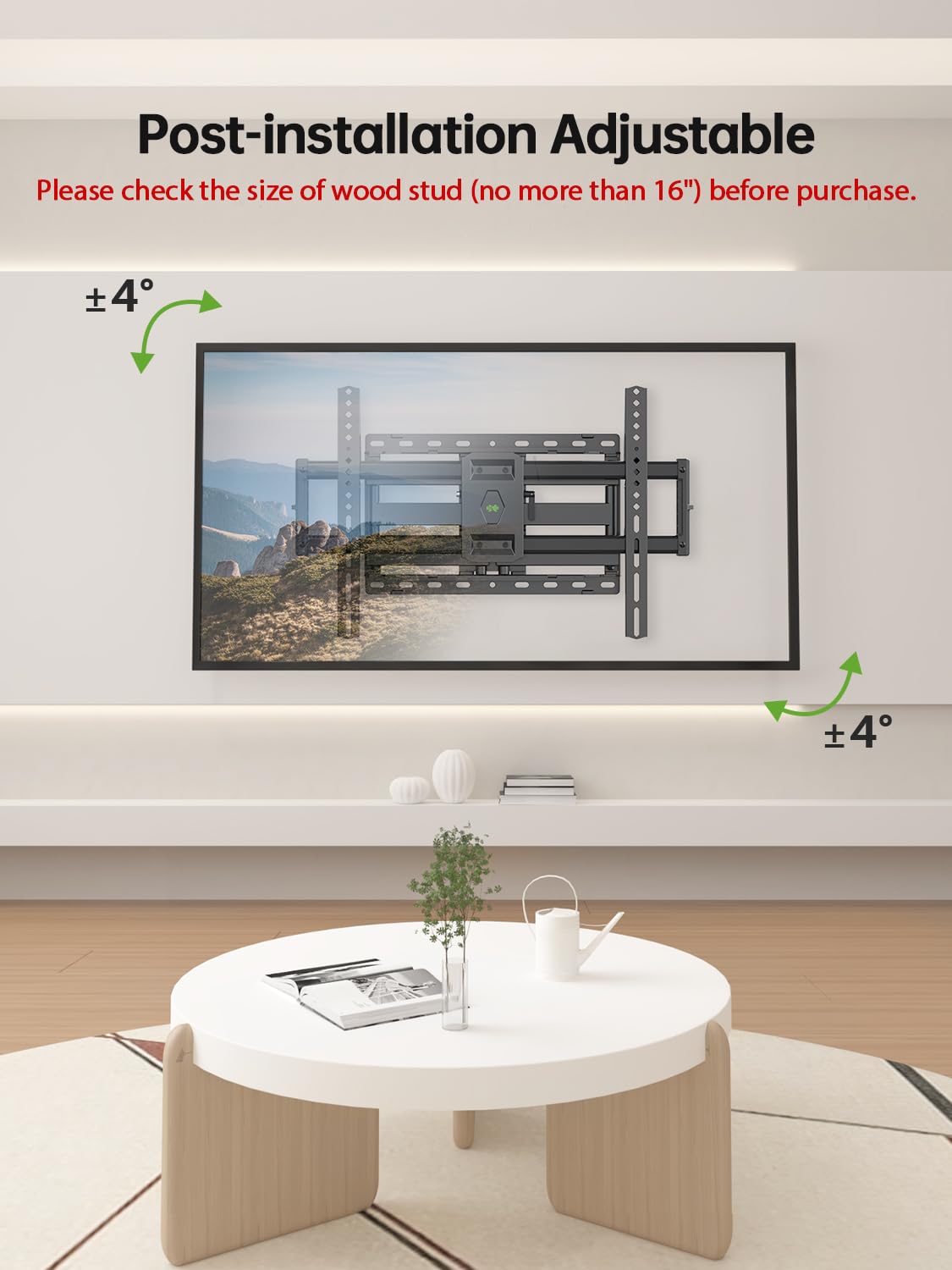 USX Mount Full Motion TV Wall Mount for 42-90 inch TV Holds up to 132lbs | TV Mount Bracket Dual Swivel Articulating Tilt 6 Arms, Max 16" Wood Studs, VESA 600x400mm, Fits 55/65/75/85/86"