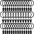 AMZSEVEN 40 Pack Metal Curtain Rings with Clips, 1.26 in ID, Black | Curtain clip rings fit rods up to 1 inch in diameter; securely hold curtains, baby pants on hangers and hair bows