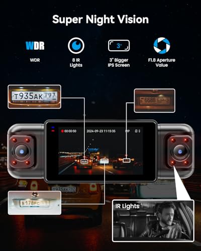 IIWEY N5 4 Channel Dash Cam for Cars, 360° View 2K Front 1080P Rear Inside | Includes 128GB Card, 5G WiFi & APP Control, IR Night Vision, G-Sensor, 24 Hours Parking Mode