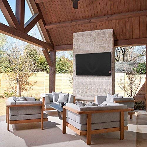 iBirdie Outdoor TV Cover 52 to 55 inch Weatherproof and Waterproof | Black, 52"L x 31"H Cover Size, 600D Thick Fabric, Outside Flat Screen Protector with Bottom