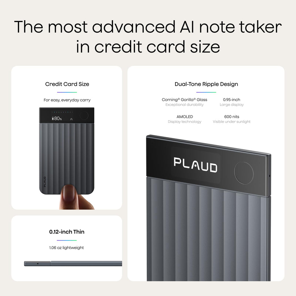 Plaud Note Pro AI Voice Recorder Transcribe & Summarize for Meetings Calls | AI Note Taker for Professionals & Teams, Productivity, 112 Languages, Ultra-Slim, InstantView Display, Case Included, Black