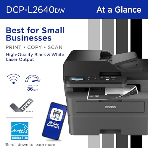 Brother DCP-L2640DW Wireless Compact Monochrome Multi-Function Printer, Copy, Scan, Duplex, Mobile Printing