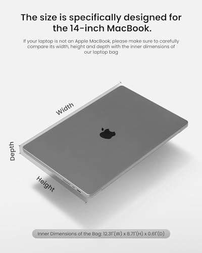 tomtoc 360° Protective Laptop Sleeve for 14-inch MacBook Pro M5 Pro/Max | 2026 A3426 A3427 A3434 M4/M3/M2/M1 A3112 A3401 A3185, Water-Resistant Laptop Case Bag Fits Dell XPS 14 & 13.8" Surface Laptop