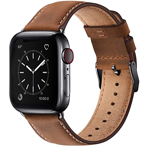 SUNFWR Leather Bands Compatible with Apple Watch Band for Men Women | 42mm 44mm 45mm 46mm 49mm, Top Grain Genuine Leather Replacement Strap, for iWatch Ultra, Series 12 11 10 9 8 7 6 5 4 SE 3 2 1