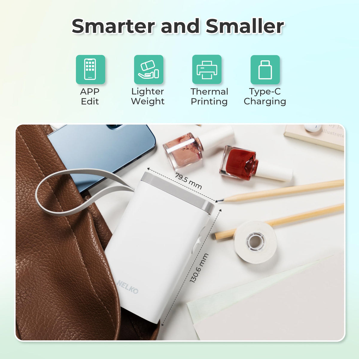 Nelko P21 Label Maker Machine with Tape, Bluetooth Label Printer, White | Creative App & Multiple Templates, Inkless Printing, Built-in Cutter, Ideal for School, Teacher Supplies, Office, and Home