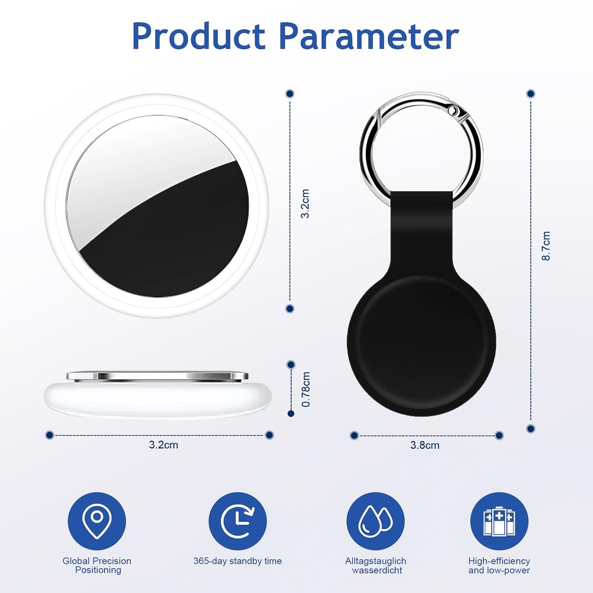 Air Tracker Tag 2 Pack [Apple MFi Certified] with Find My(iOS Only) | Key Finder with No App Needed, IP65 Waterproof, 365-Day Standby, Wallets Keys Bags Luggage Locator Tracker Tag
