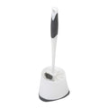 Clorox Corner Toilet Bowl Brush with Under Rim Scrubber, Includes Corner Storage Caddy, White
