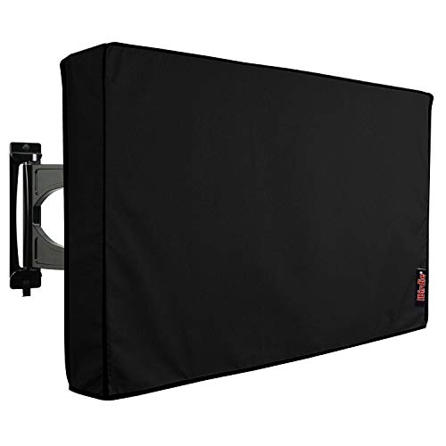 iBirdie Outdoor TV Cover 52 to 55 inch Weatherproof and Waterproof | Black, 52"L x 31"H Cover Size, 600D Thick Fabric, Outside Flat Screen Protector with Bottom