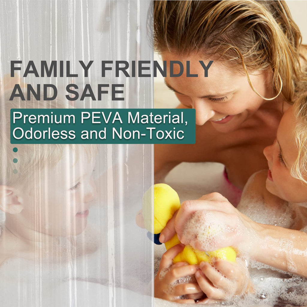 AmazerBath Plastic Shower Curtain Clear Premium PEVA, Clear Shower Curtain Heavy Duty 8G, Weighted Shower Curtains for Bathroom Accessories with 3 Big Stones and 12 Rustproof Grommets, 72x72 Inches