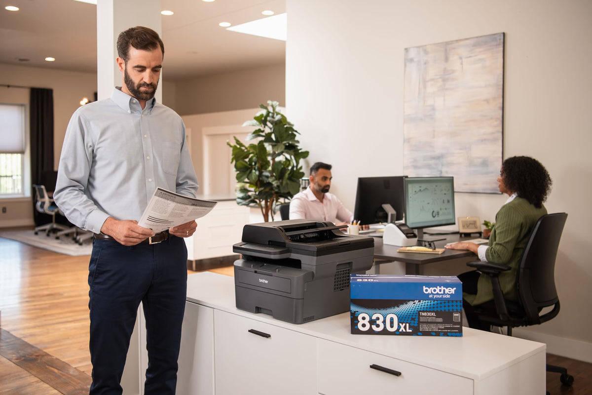 Brother TN830XL Toner Cartridge, Genuine Black High Yield | Compatible with DCP-L2640DW and HL-L2460DW; yields up to 3,000 pages for monochrome laser printers