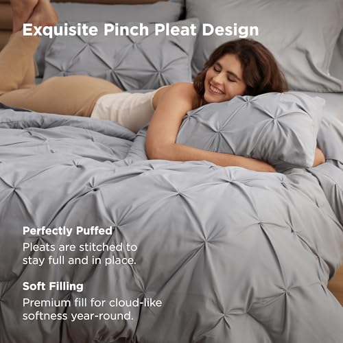 Bedsure 7-Piece Queen Bedding Comforter Set & Sheet Set, Grey Bed in a Bag